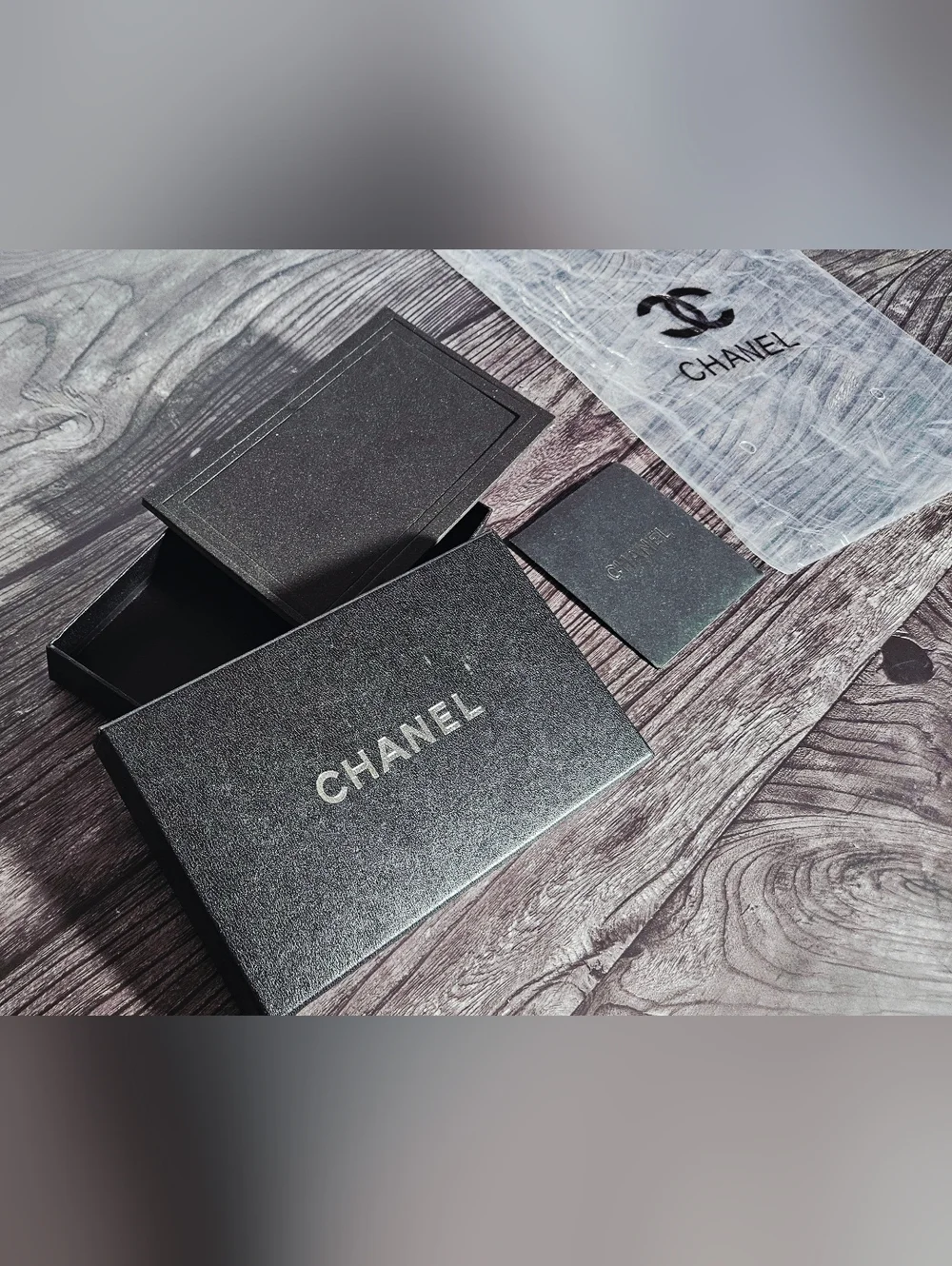 NEW Chanel Black Gift Box Set Foam Insert Booklet Bag Jewelry Wallet Storage